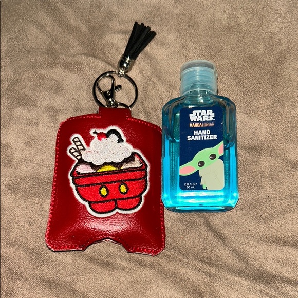 Red Mickey Mouse Sundae pocket pack  Keychain Holder with Hand Sanitizer - Picture 1 of 3